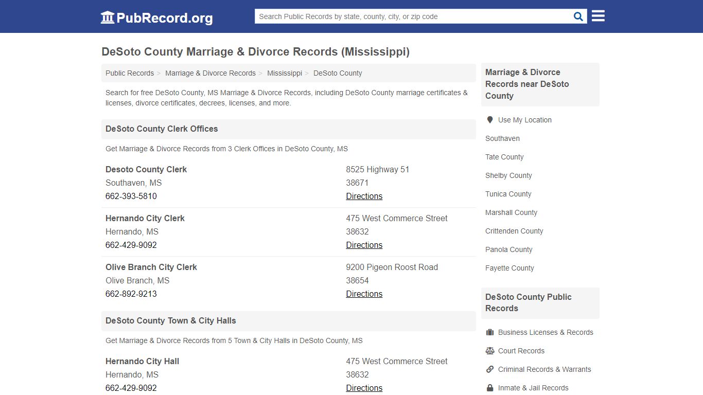 DeSoto County Marriage & Divorce Records (Mississippi)