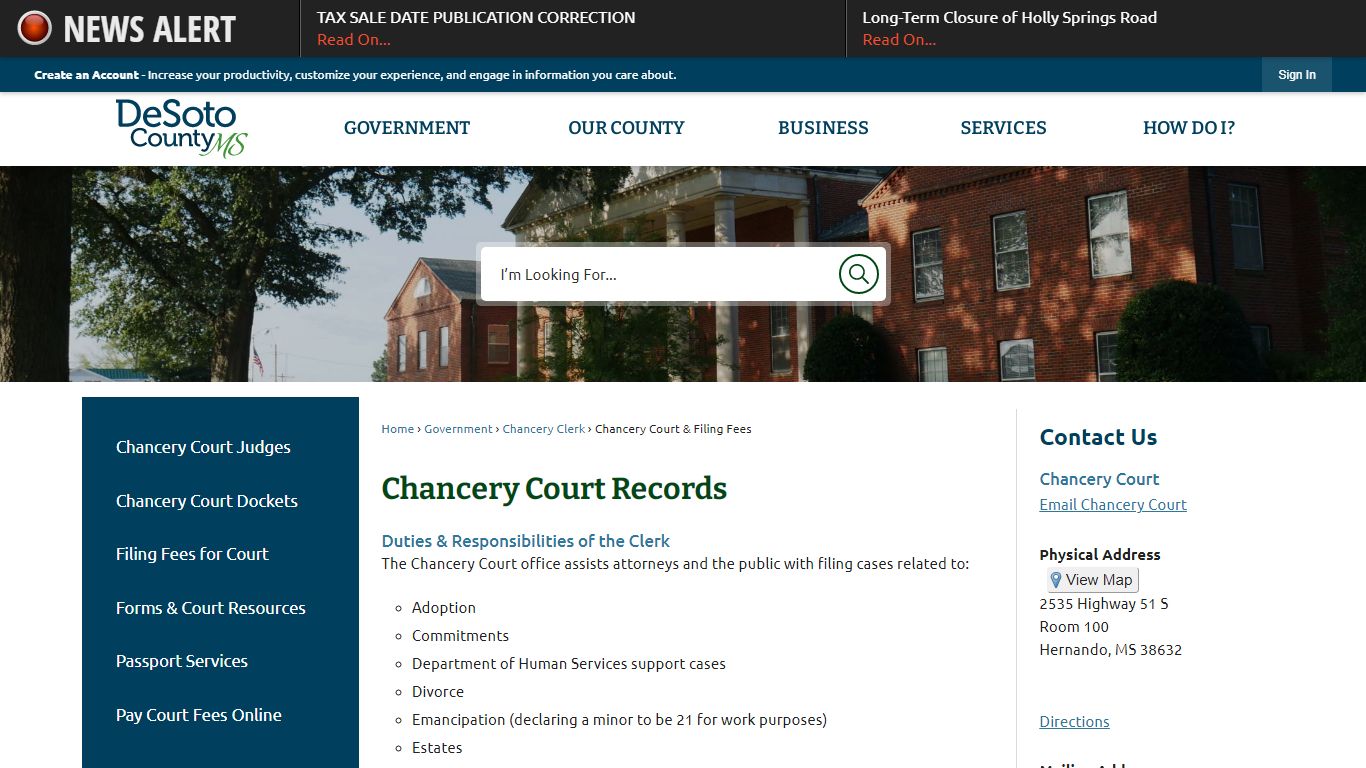 Chancery Court Records | DeSoto County, MS - Official Website